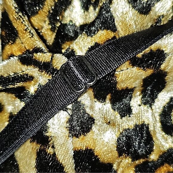Velvet Leopard Print Bodysuit Adjustable Straps Plus Size 1X - Picture 5 of 7